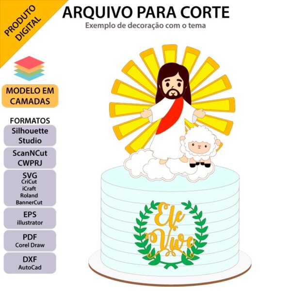 Arquivo para topo de bolo Silhouette, ScanNCut, SVG Jesus Páscoa