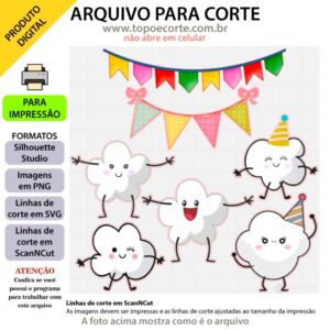 Topo de bolo, Pipoquinha Arquivo ScanNCut Pipoquinha,Arquivo silhouette studio Pipoquinha
