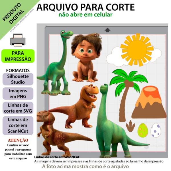 Topo de bolo, O bom dinossauro Arquivo ScanNCut O bom dinossauro,Arquivo silhouette studio O bom dinossauro