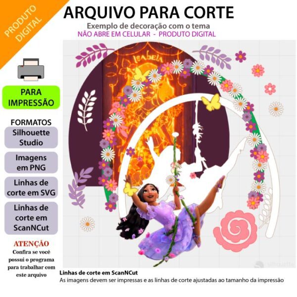 Topo de bolo, Isabela Encanto Arquivo ScanNCut Isabela Encanto,Arquivo silhouette studio Isabela Encanto