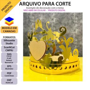 Topo de bolo Coroa de princesa flores Arquivo Silhouette, Arquivo ScanNCut, Arquivo SVG, DXF, Ai, Eps, PDF