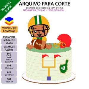 Topo de bolo Futebol Americano Bebê Arquivo Silhouette, Arquivo ScanNCut, Arquivo SVG, DXF, Ai, Eps, PDF