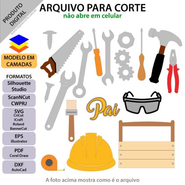 Topo de bolo Caixa de ferramentas Arquivo Silhouette, Arquivo ScanNCut, Arquivo SVG, DXF, Ai, Eps, PDF