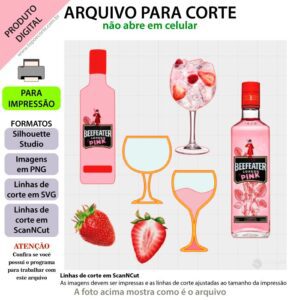Topo de bolo, Gin beefeater pink Arquivo ScanNCut Gin beefeater pink,Arquivo silhouette studio Gin beefeater pink