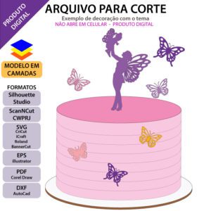 Arquivo de corte de TOPO DE BOLO KIT DE BORBOLETAS ROSA