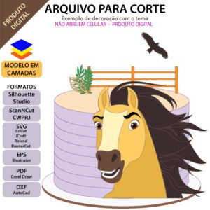 Topo de bolo Spirit Cavalo Arquivo Silhouette, Arquivo ScanNCut, Arquivo SVG, DXF, Ai, Eps, PDF