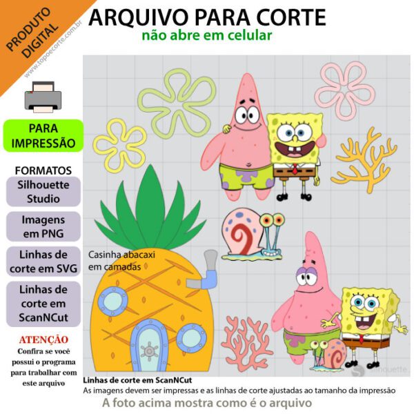 Plano de corte para imagens Bob Esponja Casinha