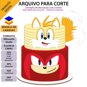 ARQUIVO Topo de bolo Sonic Correndo - Topo e corte