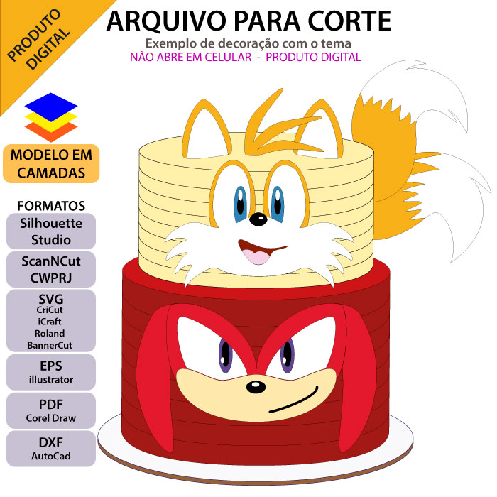 Topo de Bolo Sonic para imprimir totalmente grátis