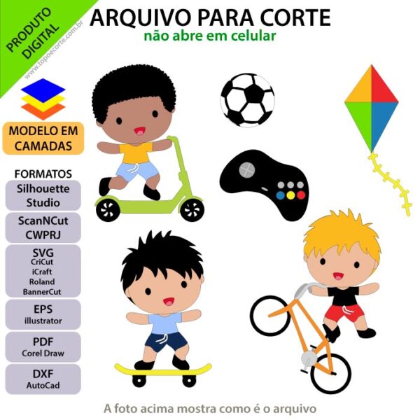 Topo de bolo Menino brincando Arquivo Silhouette, Arquivo ScanNCut, Arquivo SVG, DXF, Ai, Eps, PDF