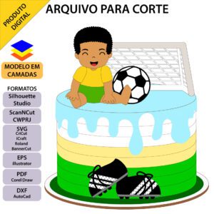 Topo De Bolo Futebol Menino Copa Do Mundo - Jogo De Bola