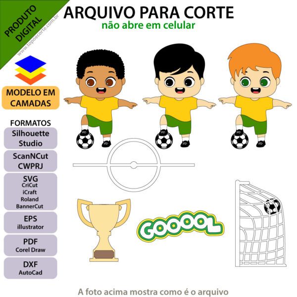 Topo de bolo Copa menino Arquivo Silhouette, Arquivo ScanNCut, Arquivo SVG, DXF, Ai, Eps, PDF