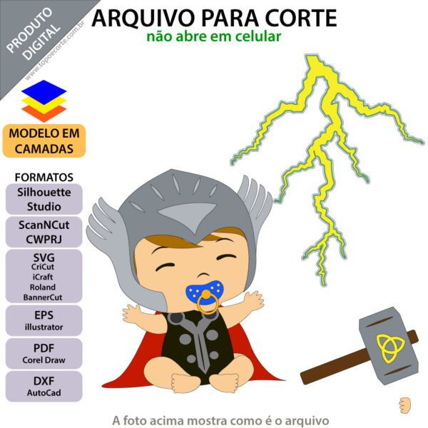 Topo de bolo Thor Bebê Arquivo Silhouette, Arquivo ScanNCut, Arquivo SVG, DXF, Ai, Eps, PDF