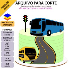 Topo de bolo Ônibus Arquivo Silhouette, Arquivo ScanNCut, Arquivo SVG, DXF, Ai, Eps, PDF