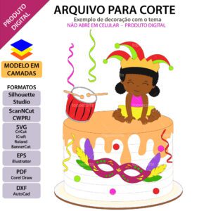 Topo de bolo Carnaval Bebê com gorro Arquivo Silhouette, Arquivo ScanNCut, Arquivo SVG, DXF, Ai, Eps, PDF