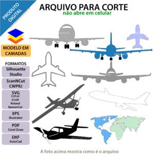 Topo de bolo Aviões aeronáutica Arquivo Silhouette, Arquivo ScanNCut, Arquivo SVG, DXF, Ai, Eps, PDF