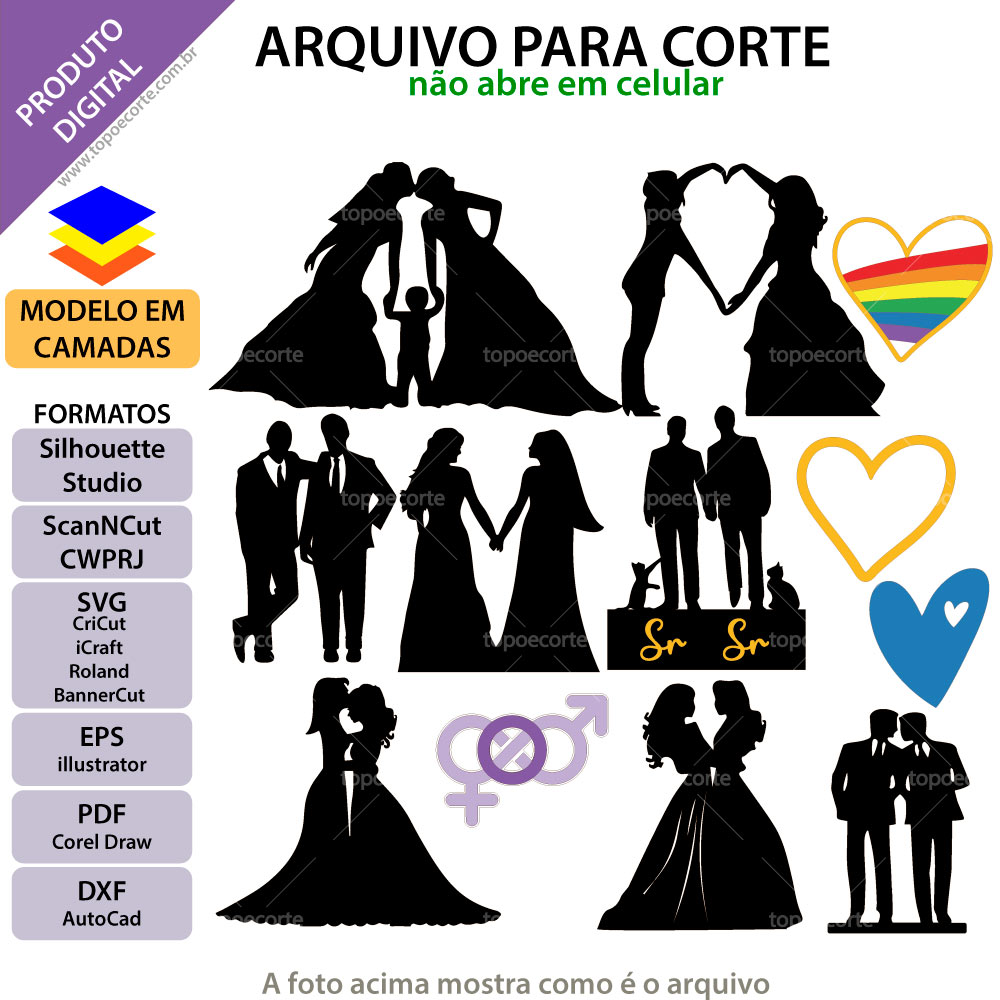 ARQUIVO Topo de bolo Casamento Lgbt - Topo e corte