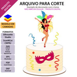 Topo de bolo Passista de carnaval Arquivo Silhouette, Arquivo ScanNCut, Arquivo SVG, DXF, Ai, Eps, PDF
