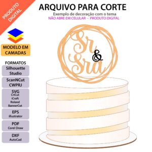 Topo de bolo Senhor & senhora Arquivo Silhouette, Arquivo ScanNCut, Arquivo SVG, DXF, Ai, Eps, PDF