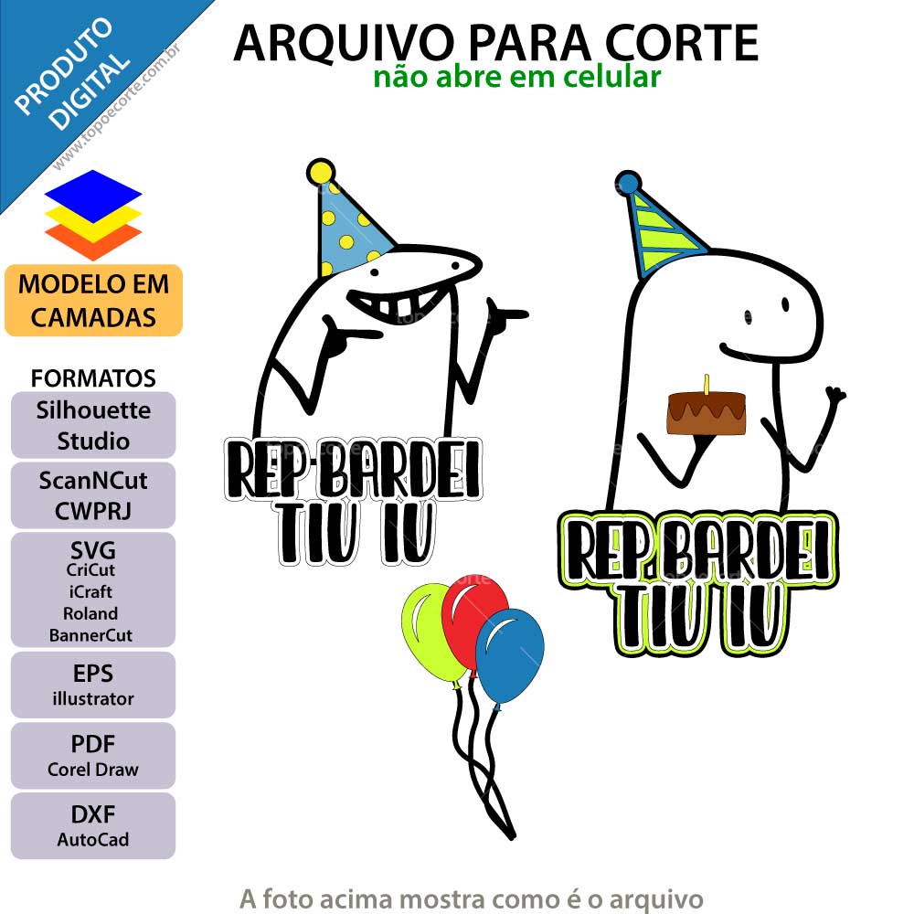 ARQUIVO Topo de bolo Florkofcows - Topo e corte