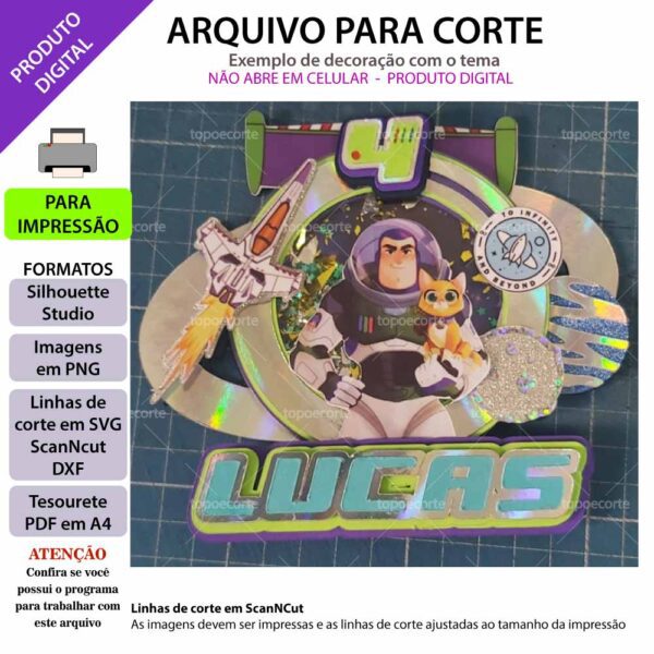 Topo de bolo buzz lightyear Arquivo Silhouette, Arquivo ScanNCut, Arquivo SVG, DXF, Ai, Eps, PDF Shaker