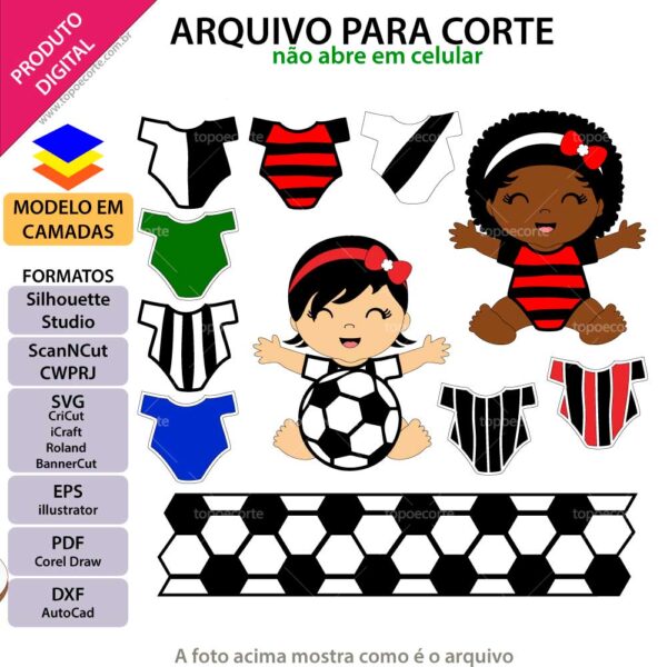 Topo de bolo Futebol Bebê Menina Arquivo Silhouette, Arquivo ScanNCut, Arquivo SVG, DXF, Ai, Eps, PDF