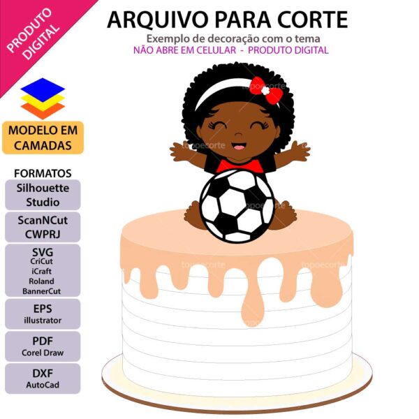 Topo de bolo Futebol Bebê Menina Arquivo Silhouette, Arquivo ScanNCut, Arquivo SVG, DXF, Ai, Eps, PDF