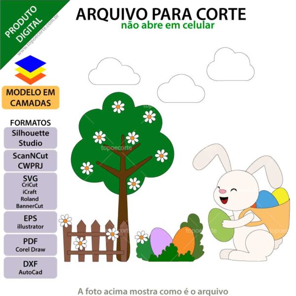 Topo de bolo Coelhinho cestinho Arquivo Silhouette, Arquivo ScanNCut, Arquivo SVG, DXF, Ai, Eps, PDF