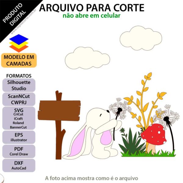 Topo de bolo Coelhinho flor Arquivo Silhouette, Arquivo ScanNCut, Arquivo SVG, DXF, Ai, Eps, PDF