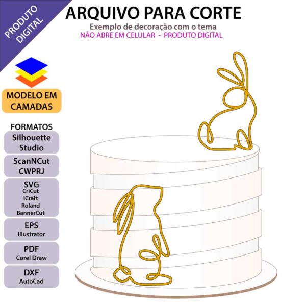 Topo de bolo Coelhinho silhueta Arquivo Silhouette, Arquivo ScanNCut, Arquivo SVG, DXF, Ai, Eps, PDF