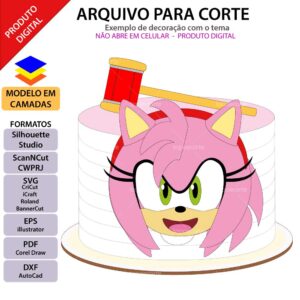 ARQUIVO Topo de bolo Sonic Correndo - Topo e corte