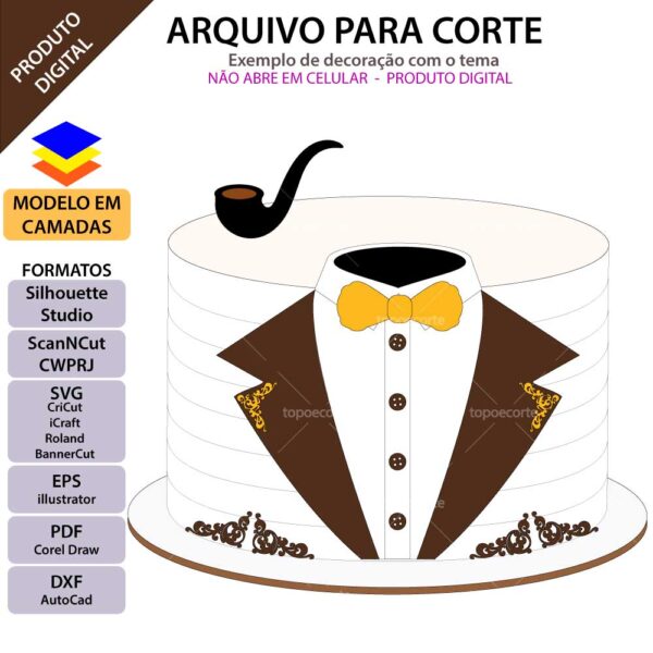 Topo de bolo Terno arabescos Arquivo Silhouette, Arquivo ScanNCut, Arquivo SVG, DXF, Ai, Eps, PDF