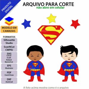 Topo de bolo Super Boy Arquivo Silhouette, Arquivo ScanNCut, Arquivo SVG, DXF, Ai, Eps, PDF