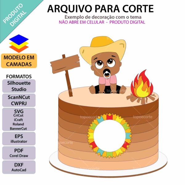 Topo de bolo Festa Junina Baby Barraquinha Arquivo Silhouette, Arquivo ScanNCut, Arquivo SVG, DXF, Ai, Eps, PDF