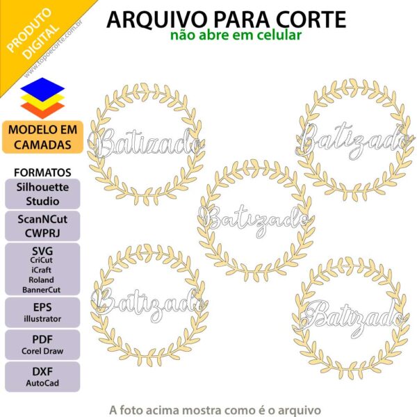 Topo de bolo Arco Batizado Arquivo Silhouette, Arquivo ScanNCut, Arquivo SVG, DXF, Ai, Eps, PDF