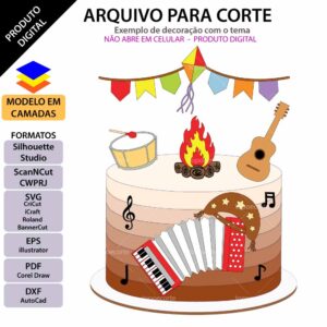 Topo de bolo Festa junina instrumentos Arquivo Silhouette, Arquivo ScanNCut, Arquivo SVG, DXF, Ai, Eps, PDF