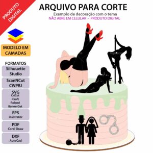 Topo de bolo Despedida de Solteiro Arquivo Silhouette, Arquivo ScanNCut, Arquivo SVG, DXF, Ai, Eps, PDF