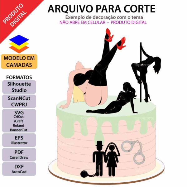 Topo de bolo Despedida de Solteiro Arquivo Silhouette, Arquivo ScanNCut, Arquivo SVG, DXF, Ai, Eps, PDF