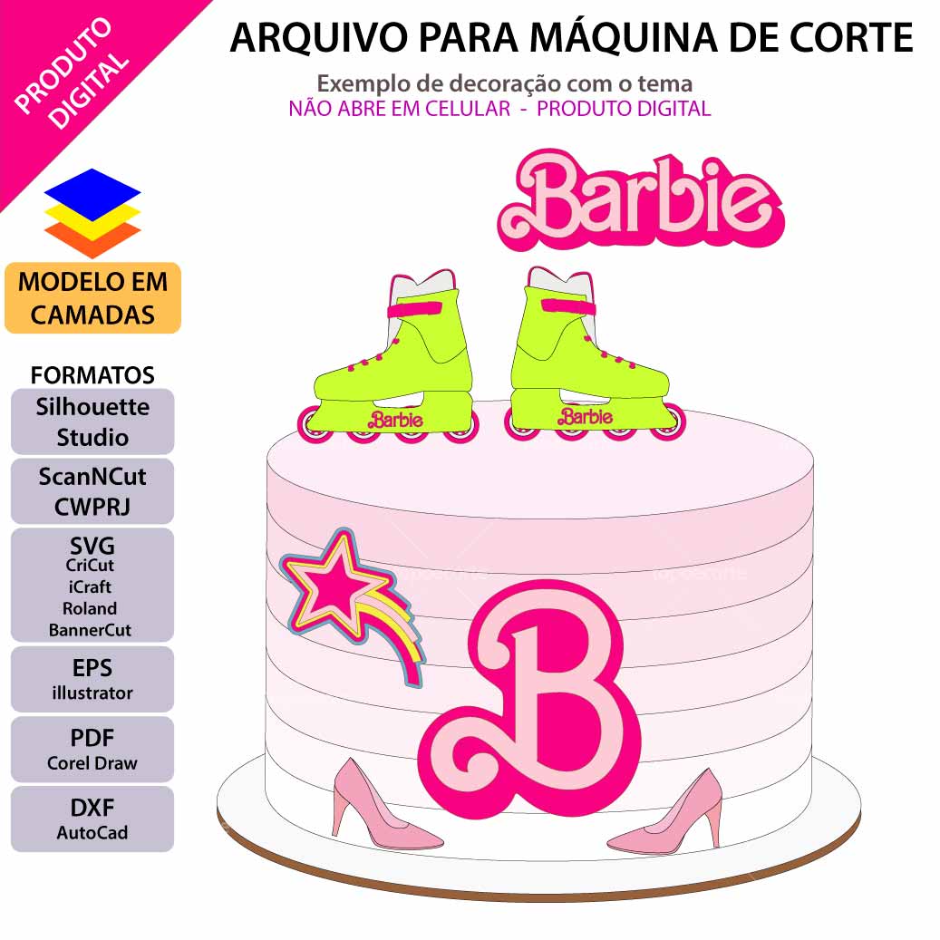 arquivo de corte topo de bolo Barbie STUDIO