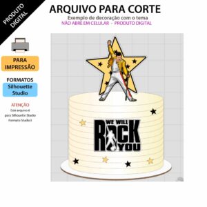 ARQUIVO Para Silhouette Studio para decoração de topo de bolo Queen e decoração de festas.