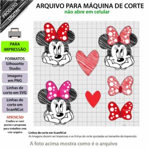 Topo de bolo, Minnie Rabiscada Arquivo ScanNCut Minnie Rabiscada,Arquivo silhouette studio Minnie Rabiscada