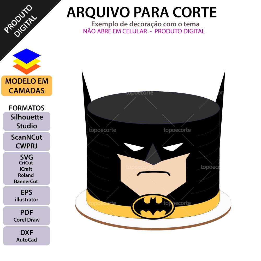 Arquivos Silhouette topo de bolo Batman lego em camadas