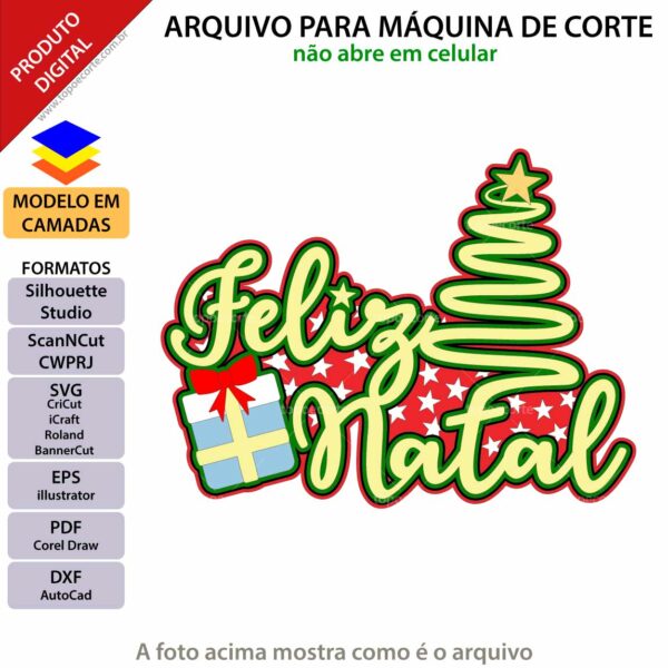 Topo de bolo Feliz Natal árvore Arquivo Silhouette, Arquivo ScanNCut, Arquivo SVG, DXF, Ai, Eps, PDF