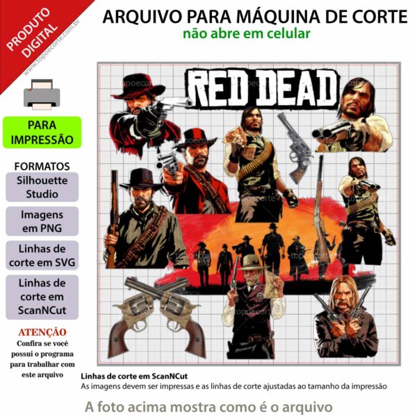 Topo de bolo, Red dead redemption Arquivo ScanNCut Red dead redemption,Arquivo silhouette studio Red dead redemption