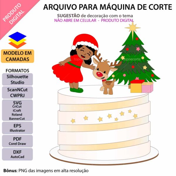 Topo de bolo Natal Bebê com Reninha Arquivo Silhouette, Arquivo ScanNCut, Arquivo SVG, DXF, Ai, Eps, PDF