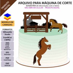 Topo de bolo Cavalos Fazenda Arquivo Silhouette, Arquivo ScanNCut, Arquivo SVG, DXF, Ai, Eps, PDF
