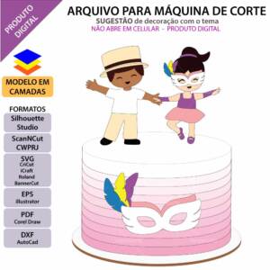 Topo de bolo Carnaval Casal Dançando Arquivo Silhouette, Arquivo ScanNCut, Arquivo SVG, DXF, Ai, Eps, PDF