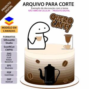 Topo de bolo Florkofcows Café Arquivo Silhouette, Arquivo ScanNCut, Arquivo SVG, DXF, Ai, Eps, PDF