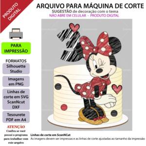 Topo de bolo Minnie Rabiscada Arquivo Silhouette, Arquivo ScanNCut, Arquivo SVG, DXF, Ai, Eps, PDF