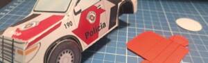 Carro de polícia de papel em 3D papelaria personalizada e topo de bolo de polícia